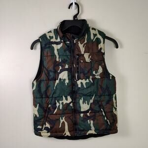 Vintage Sportrax outdoors gorpcore full zip camo vest boys size Medium